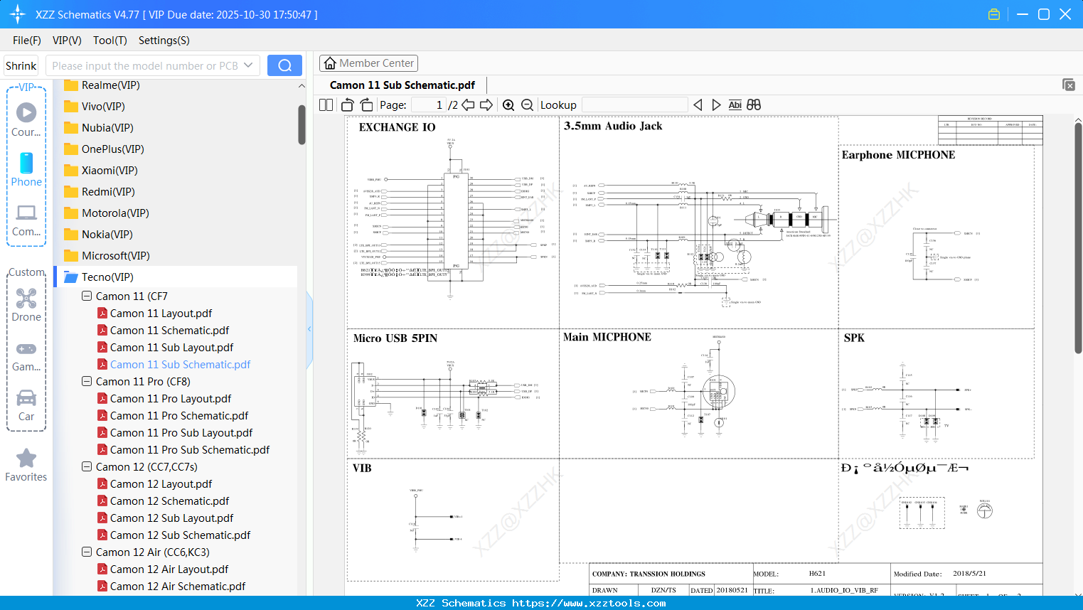 Tecno Camon 11 Sub Schematic